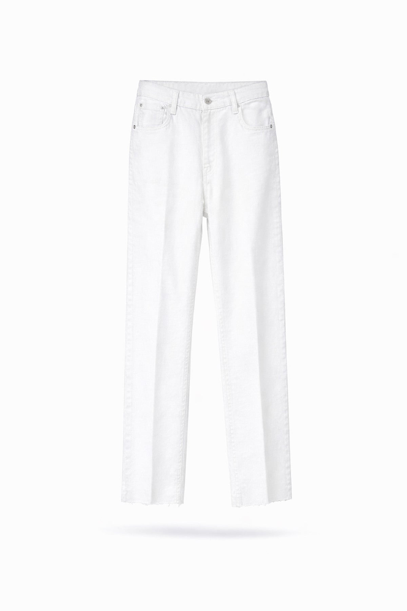 Beyaz Yüksek Bel Boyfit Jean 2004