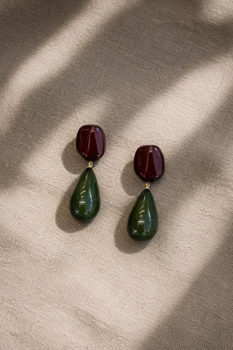 Bordo Dual Tone Küpe 