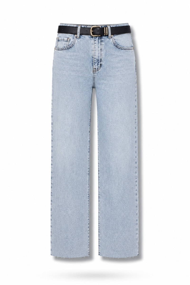Buz Mavi Kemerli Boyfit Jean 102