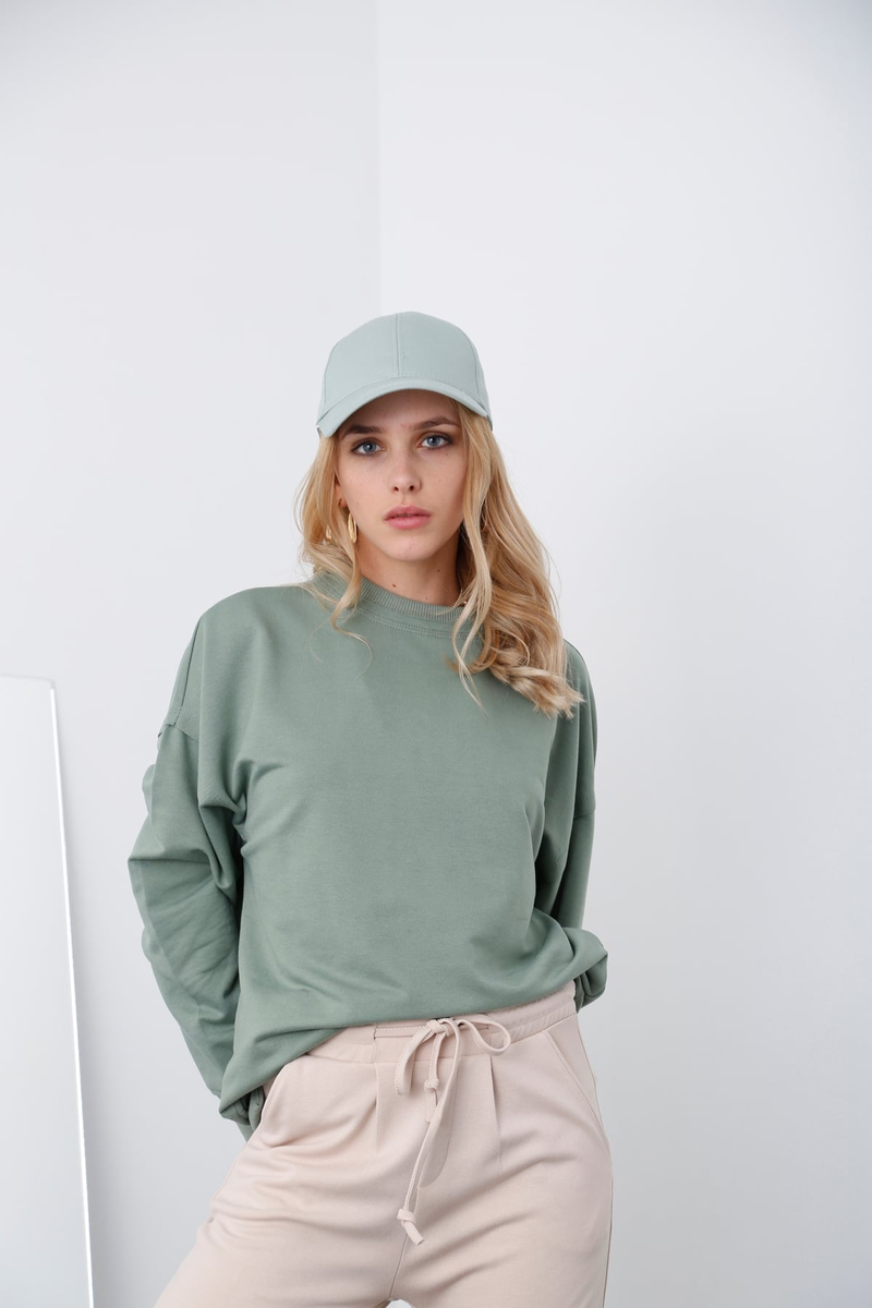 Çağla Yeşili Basic Sweatshirt 9002