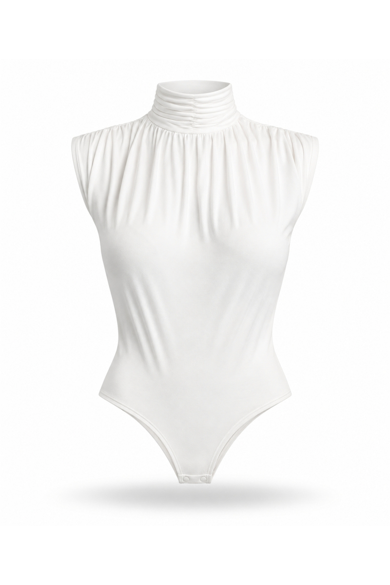 Ekru Dik Yaka Bodysuit 72008