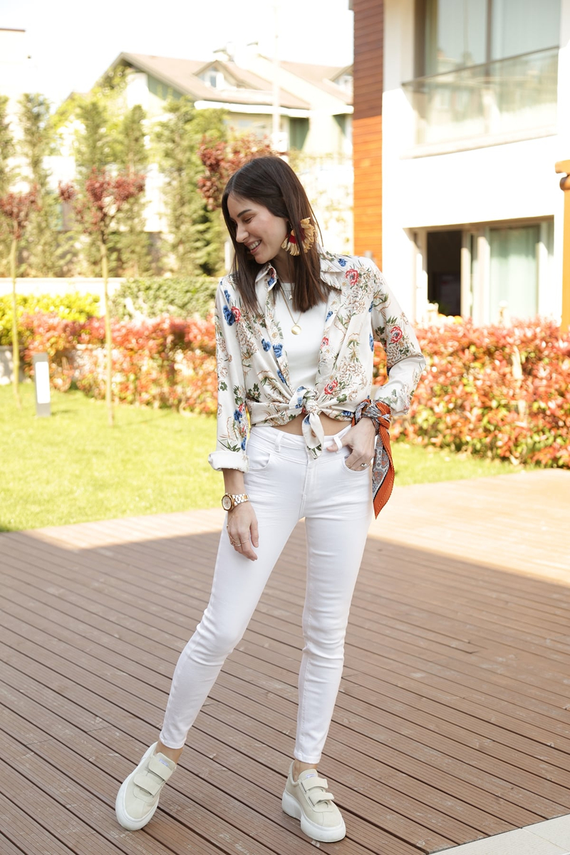 Ekru Normal Bel Skinny Jean 5963