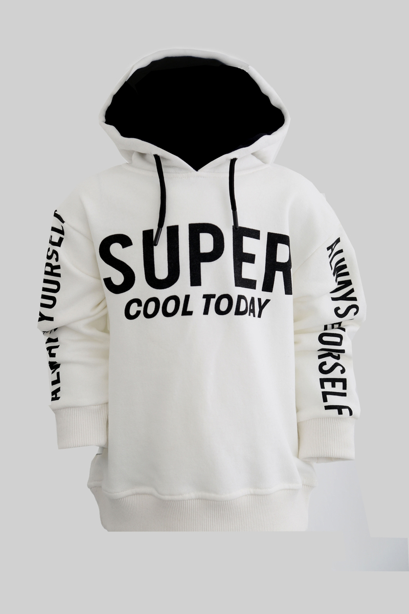 Ekru Super Baskılı Çocuk Sweatshirt 