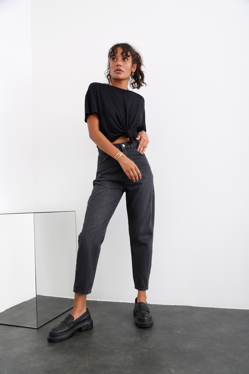 Füme Extra Yüksek Bel Mom Jean 21474