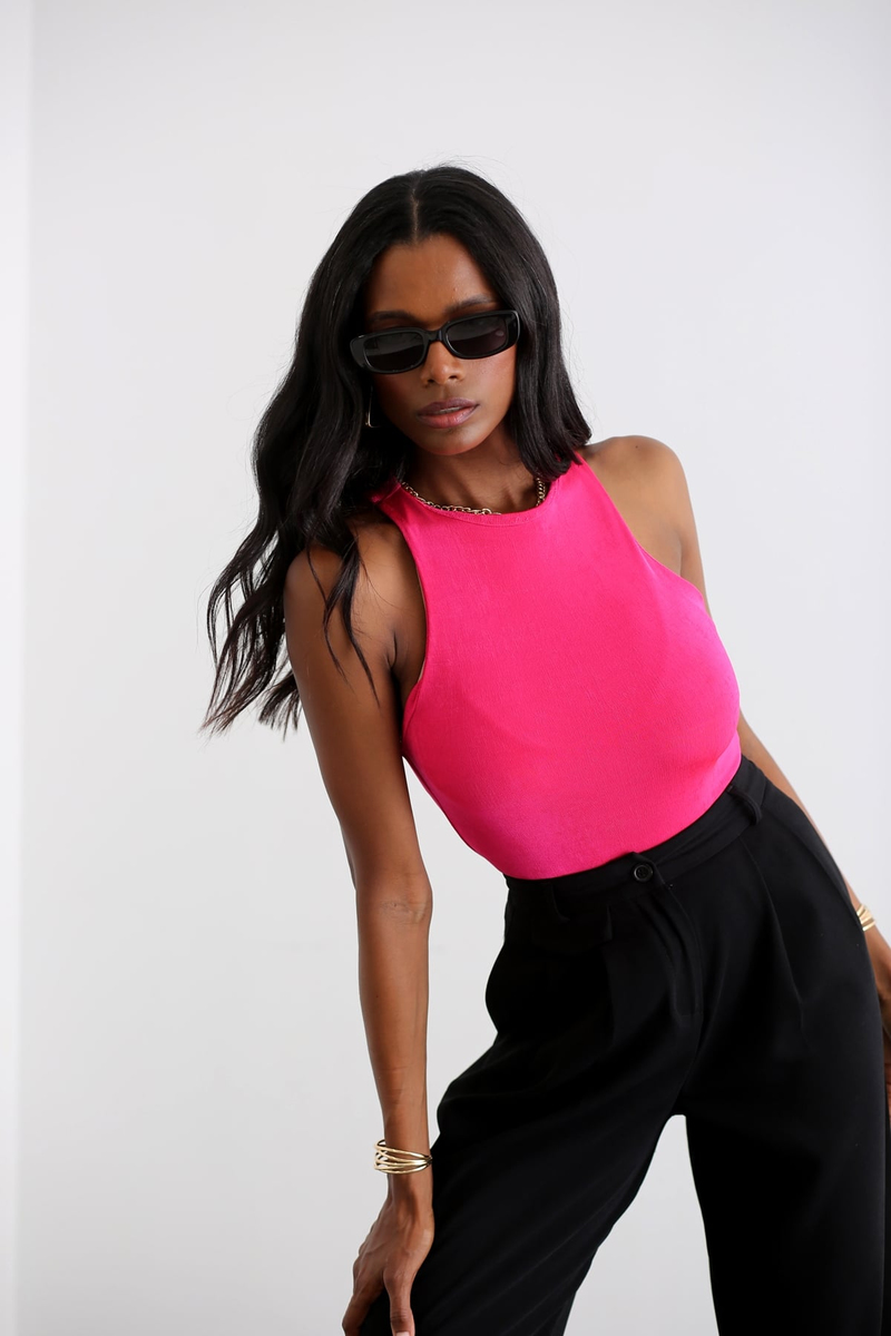 Fuşya Halter Yaka Bodysuit 70084