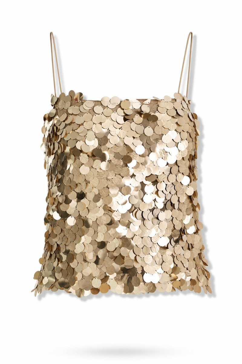 Gold Askılı Payetli Bluz 071917