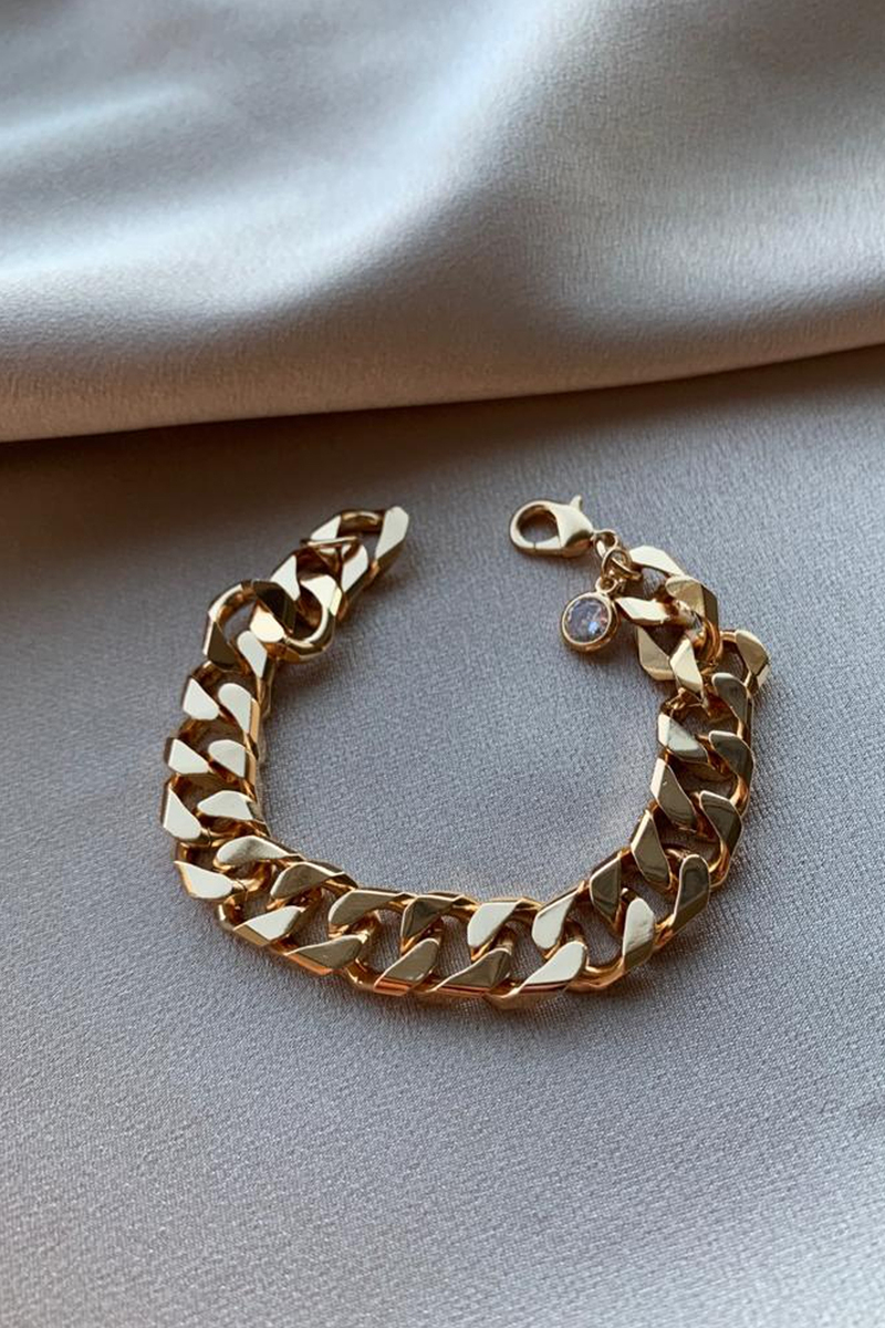 Gold Tek Taşlı Nostaljik Bileklik 