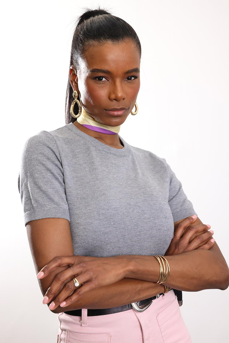 Gri Bisiklet Yaka Kısa Kol Triko 4579