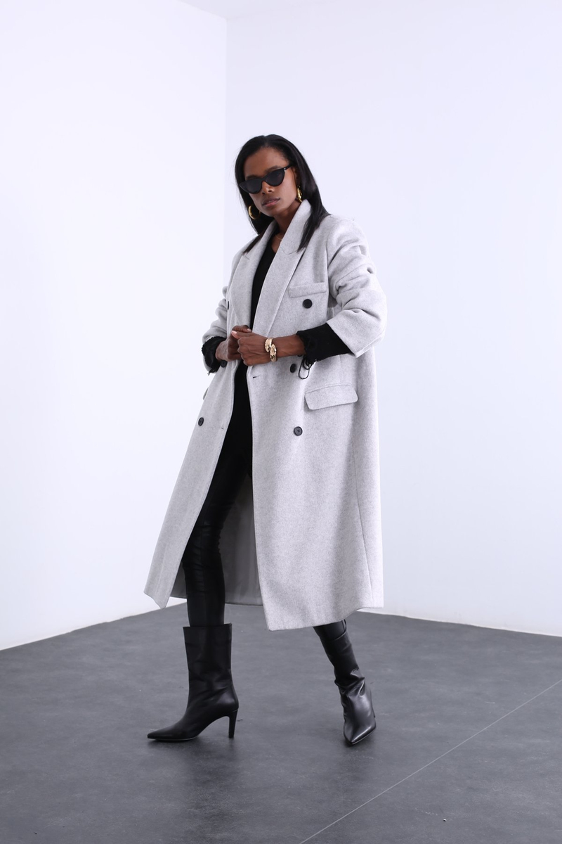 Gri Kapak Cepli Palto 54275