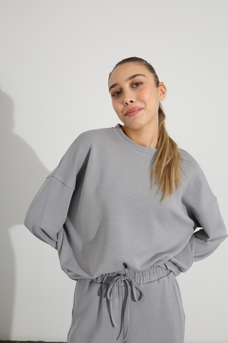 Gri Sweatshirt Jogger Eşofman Takım 3983