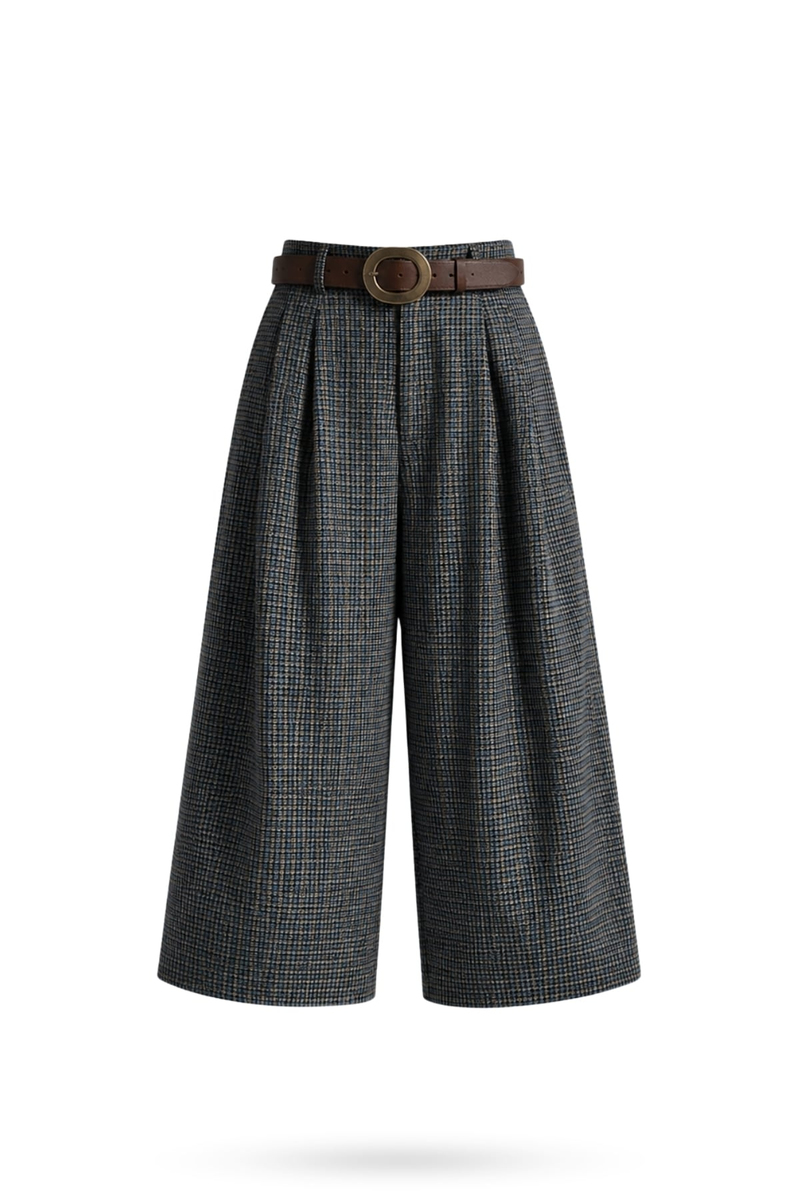 Haki Kemerli Ekose Desen Pantolon 51478
