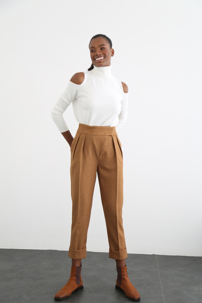 Hardal Duble Paça Bel Detaylı Pantolon 70780