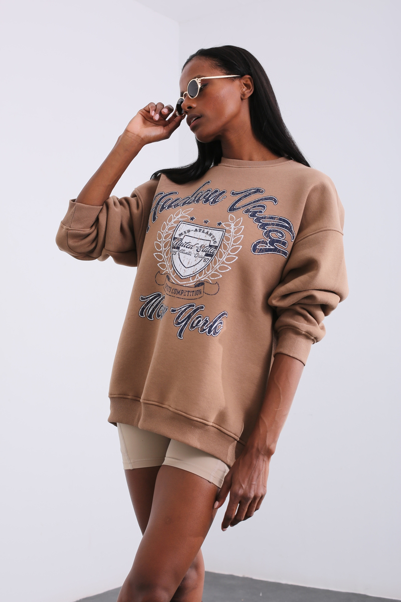 Kahverengi Baskılı Sweatshirt 15