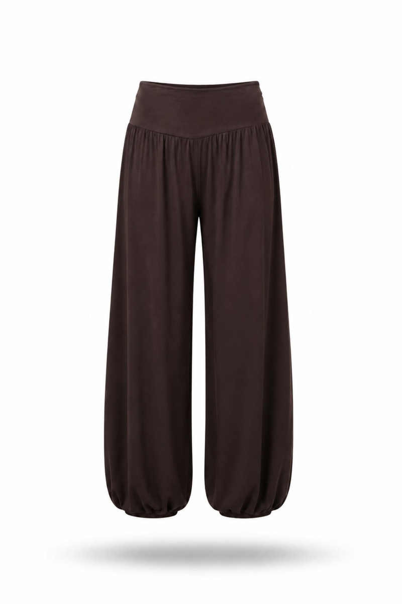 Kahverengi Beli Lastikli Dökümlü Pantolon 0208