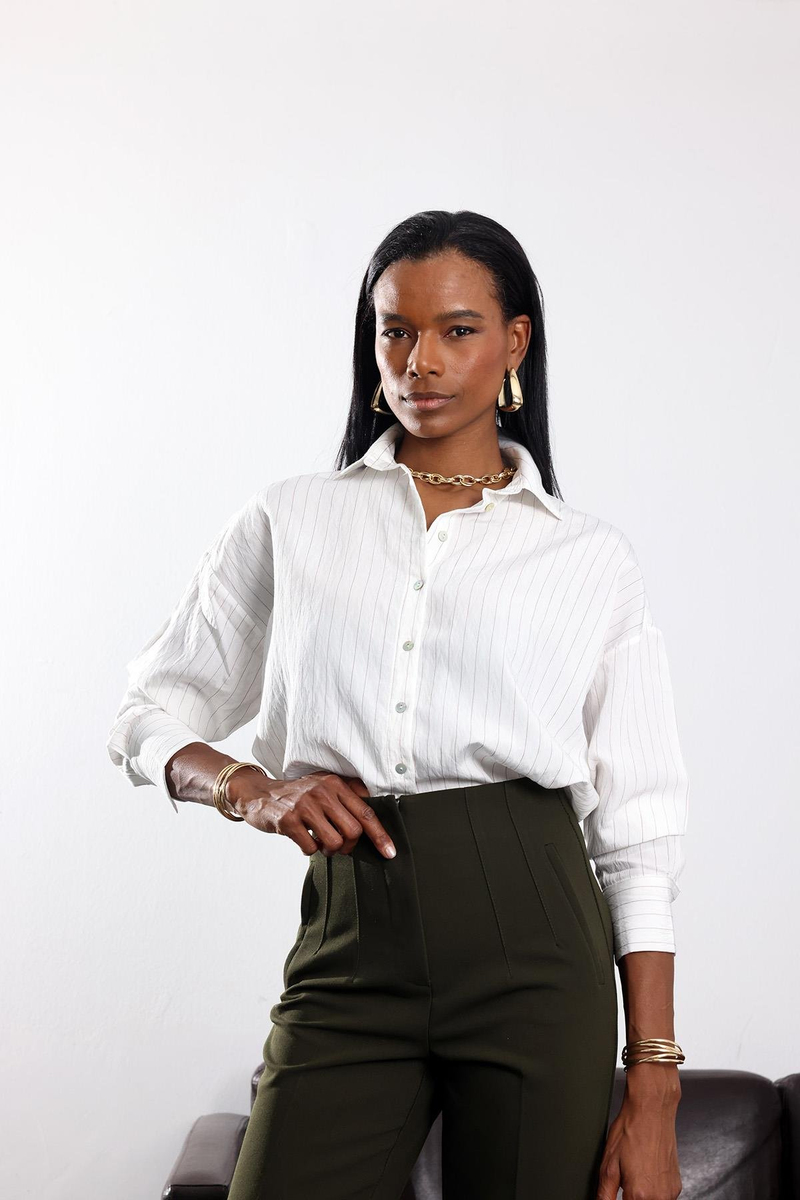 Kahverengi Dökümlü Çizgili Gömlek 17013