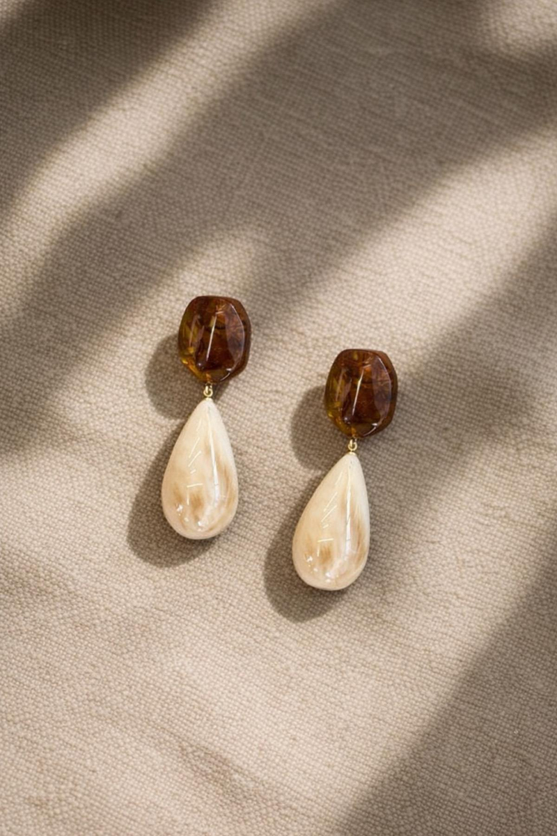 Kahverengi Dual Tone Küpe 