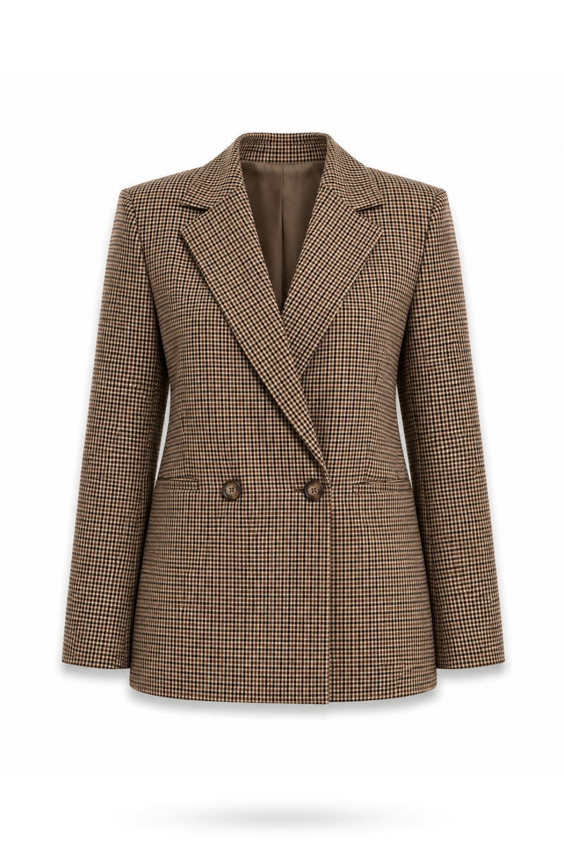 Kahverengi Kareli Blazer Ceket 5174