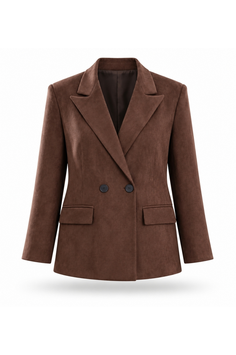 Kahverengi Süet Blazer Ceket 02064