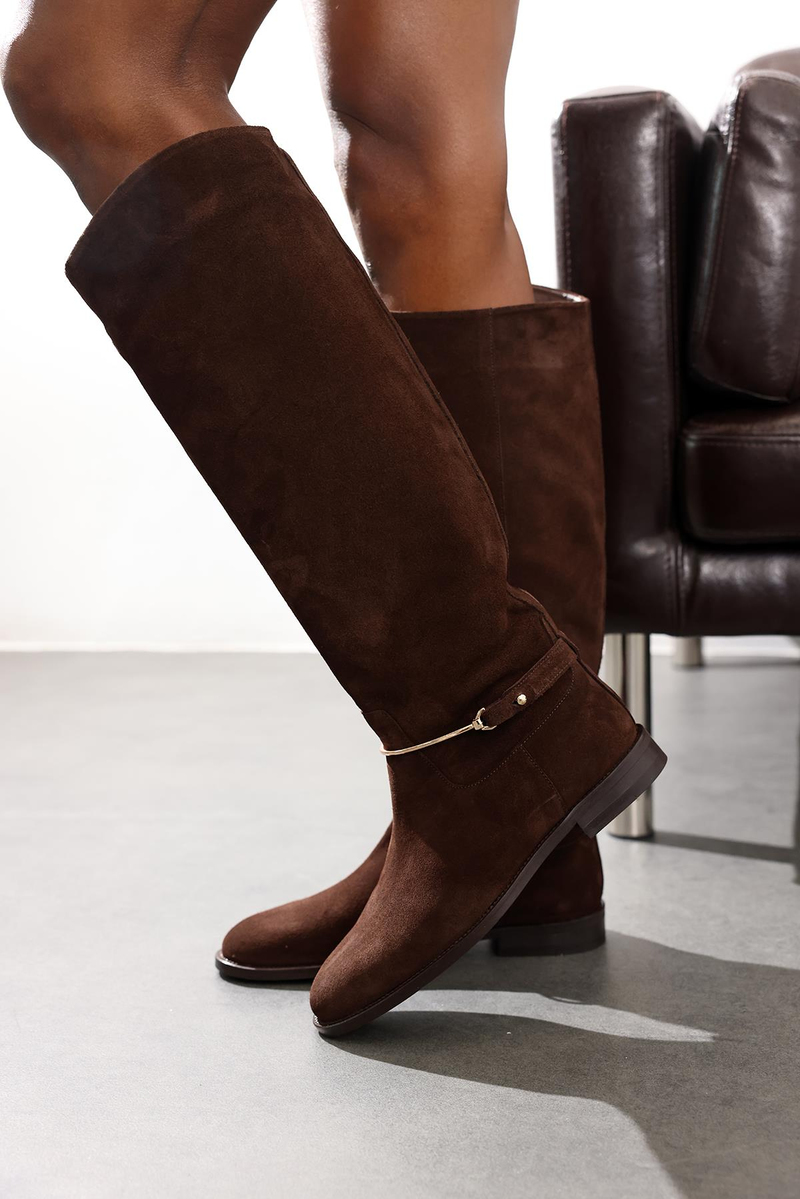 Kahverengi Süet Klasik Binici Çizme 24449