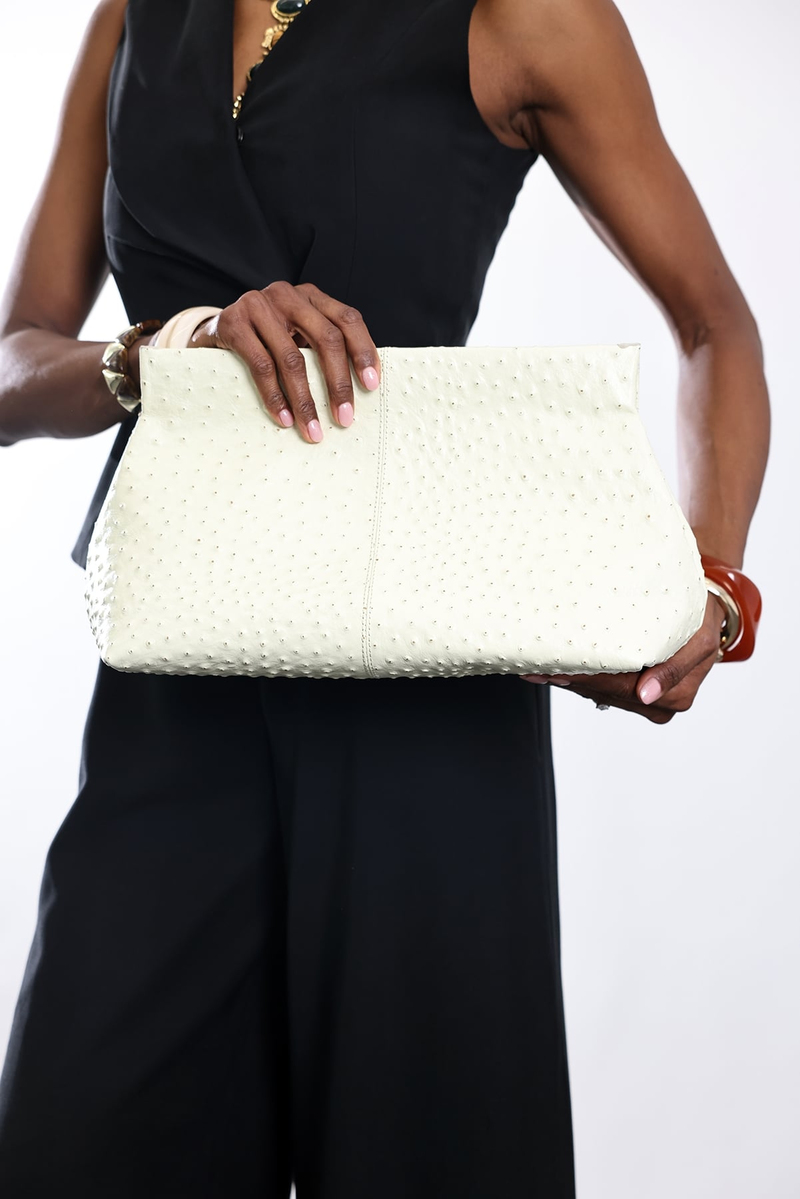Kemik Paris Deve Kuşu Clutch Çanta 7981
