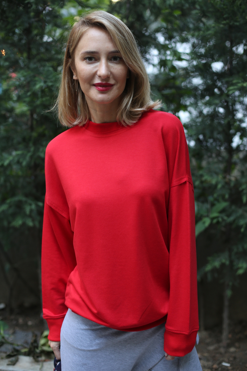 Kırmızı Basic Sweatshirt