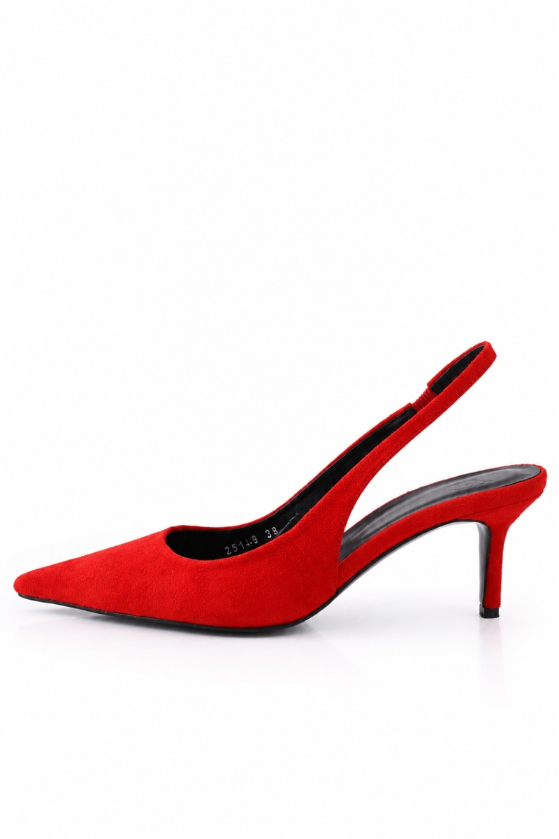 Kırmızı Sivri Burun Slingback 25149