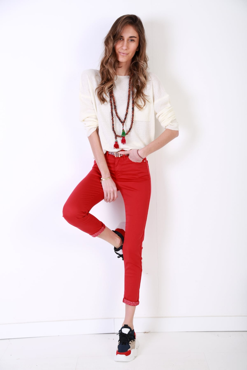 Kırmızı Skinny Gabardin Pantolon