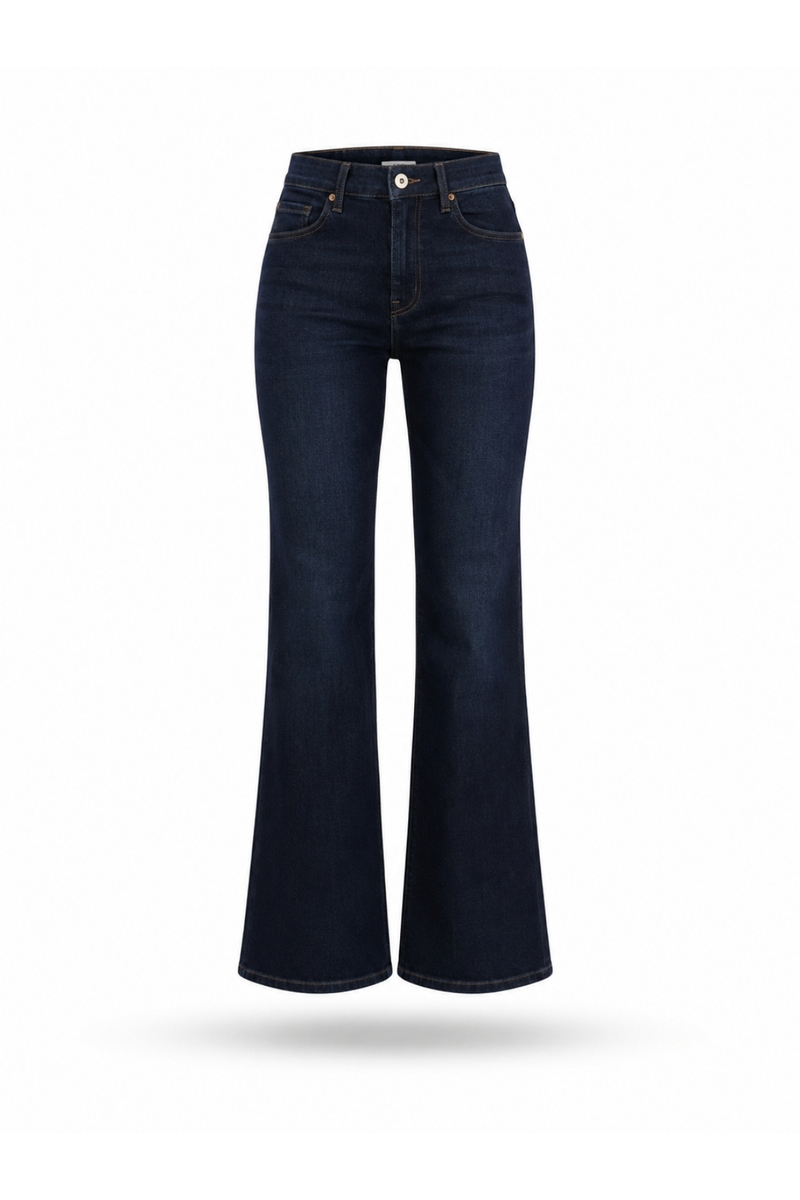 Koyu Lacivert Flare Jean 