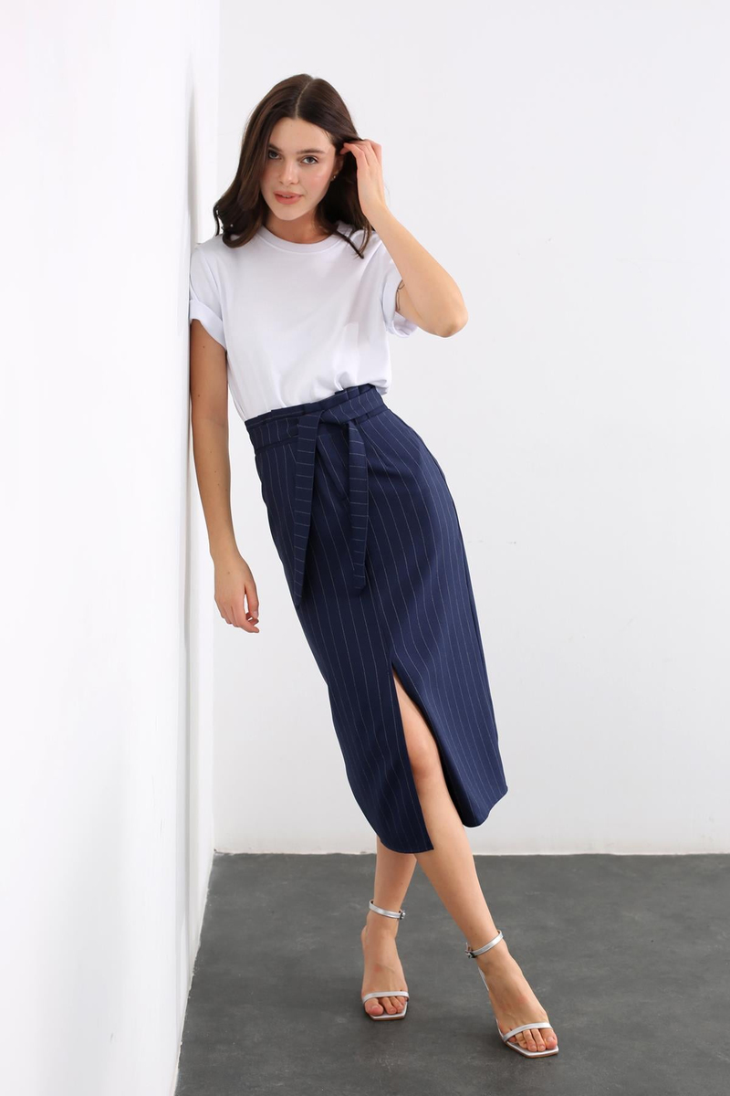 Lacivert Beli Lastikli Kalem Etek 1214
