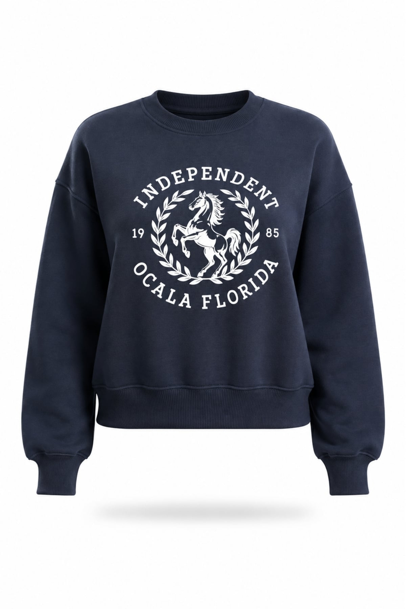Lacivert Independent Ocala Florida Baskılı Sweatshirt 02839