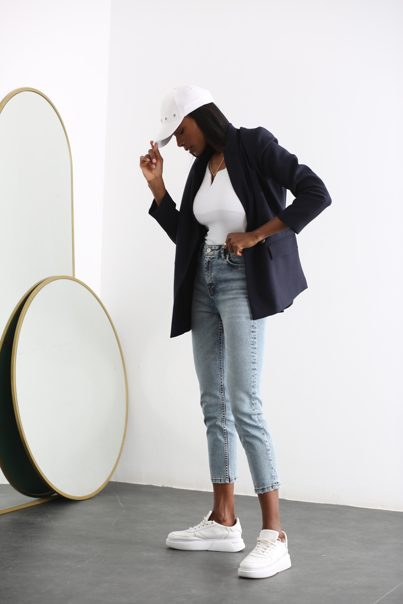 Lacivert Oversize Blazer Ceket 5238