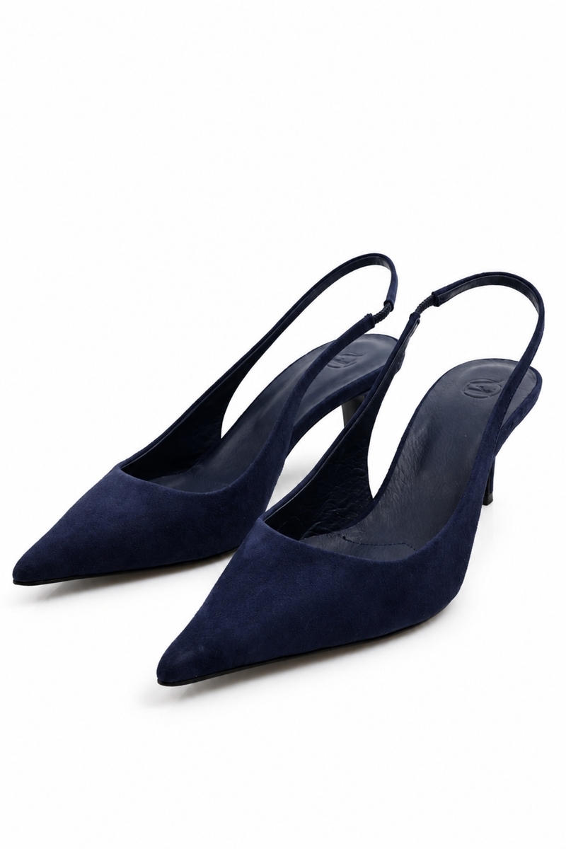 Lacivert Sivri Burun Slingback 25149