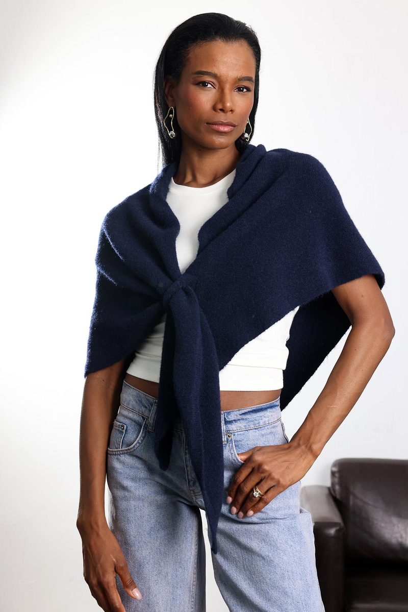 Lacivert Triko Üçgen Atkı S009