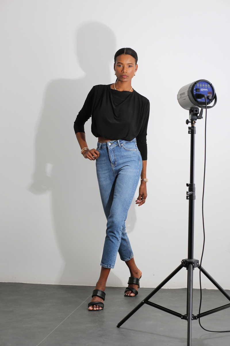 Lacivert Yüksek Bel Mom Jean 2654