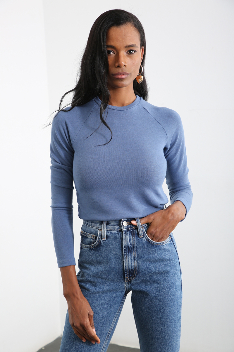 Mavi Bisiklet Yaka Basic Bluz 