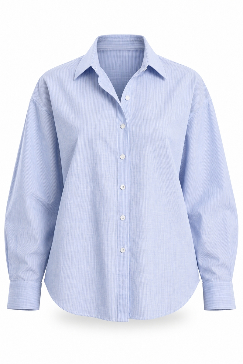 Mavi Çizgili Poplin Gömlek 0031