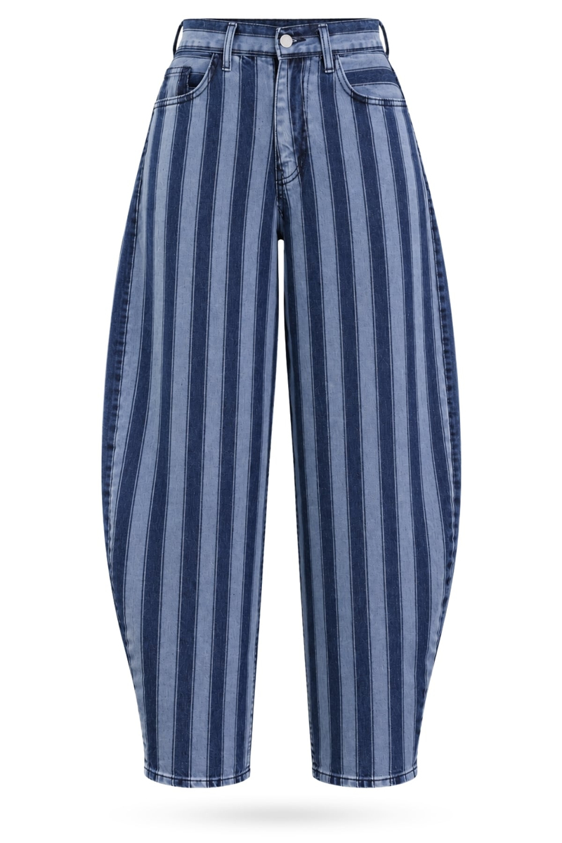 Mavi Çizgili Tapered Jean 00208
