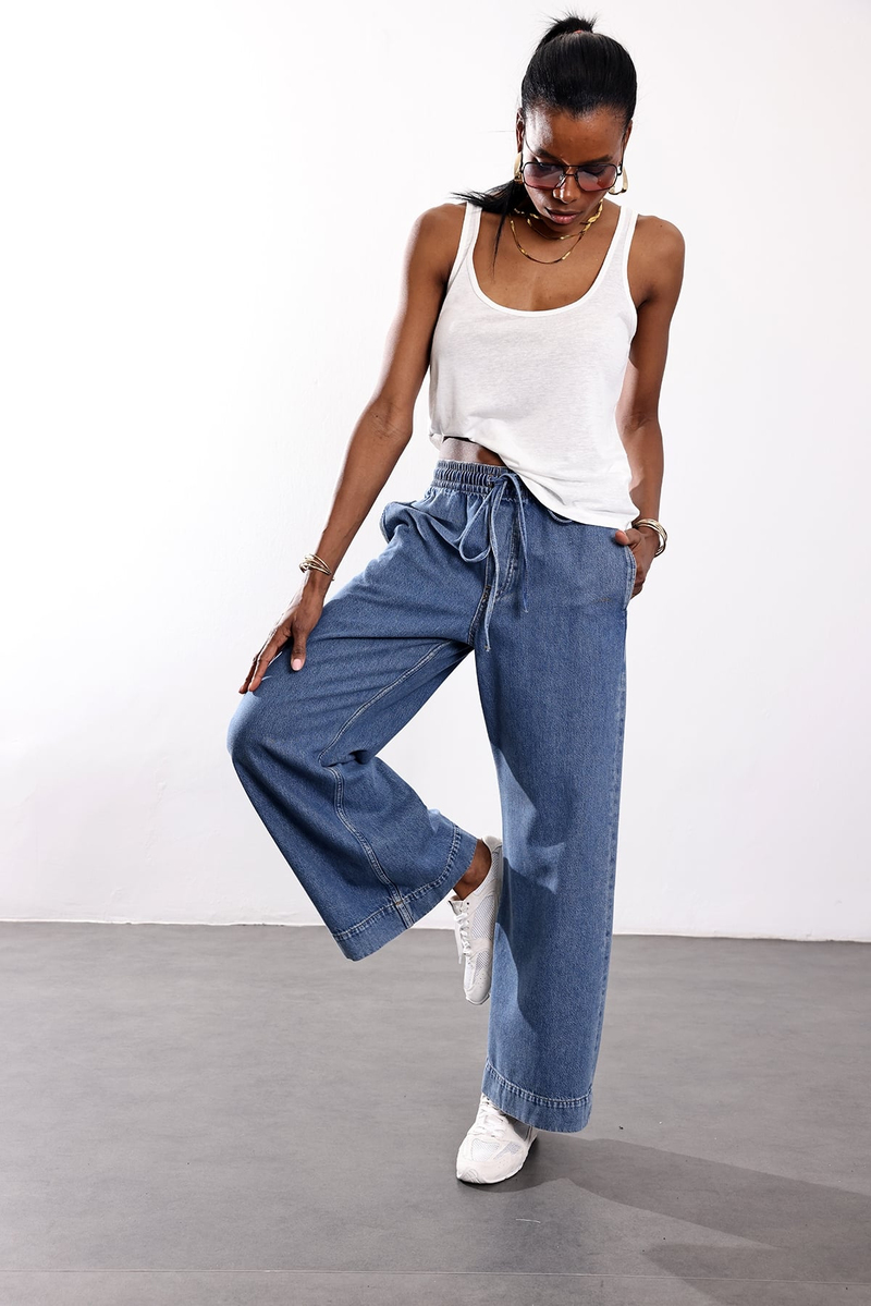 Mavi Cropped Denim Wide Leg Jean 