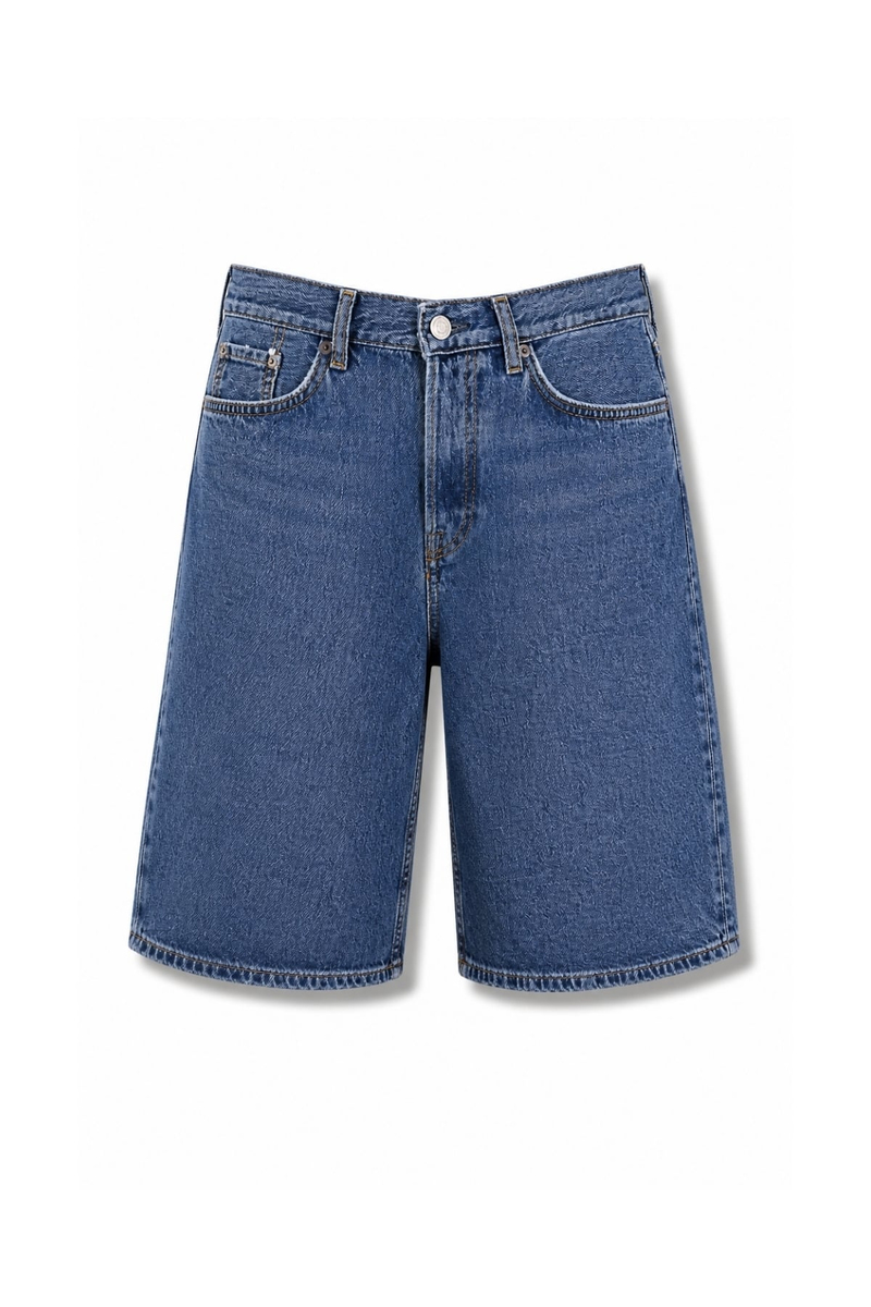 Mavi Geniş Paçalı Denim Şort 