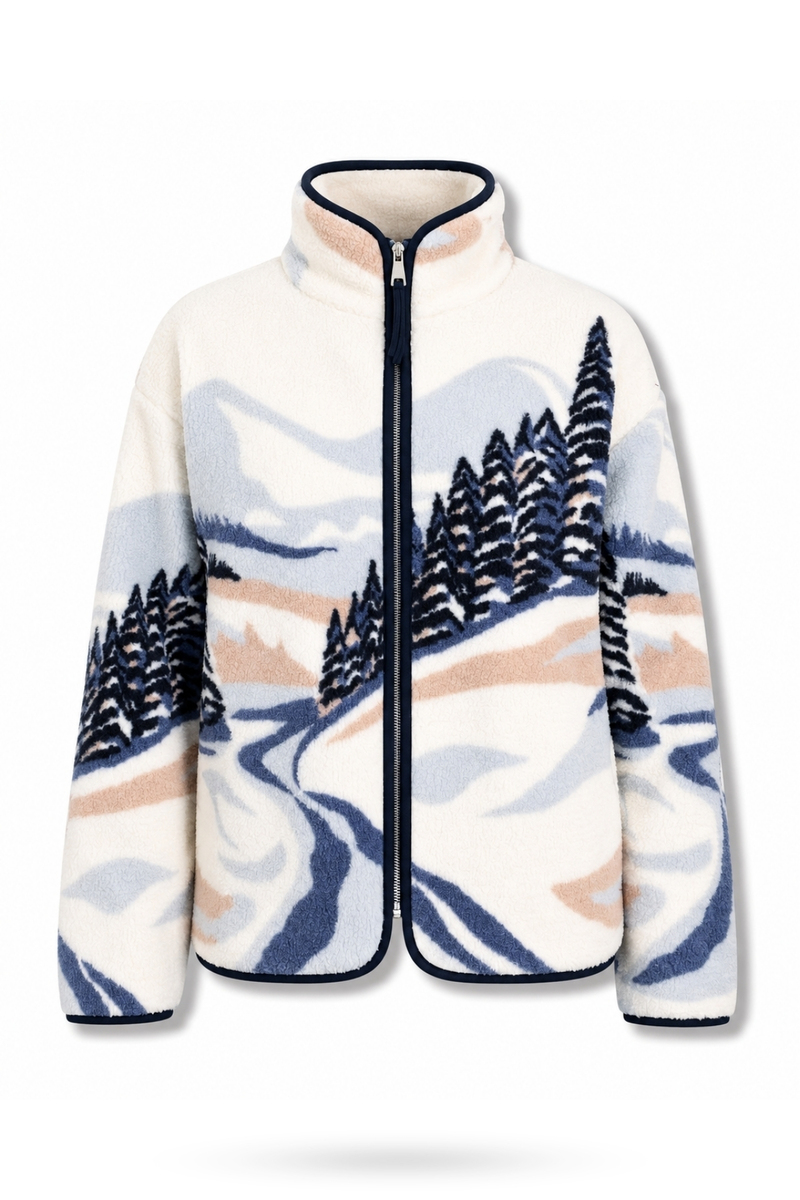 Mavi Manzara Desenli Polar Ceket 22859