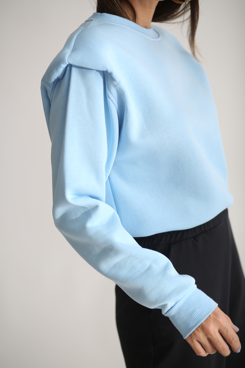 Mavi Omzu Vatkalı Sweatshirt 3232