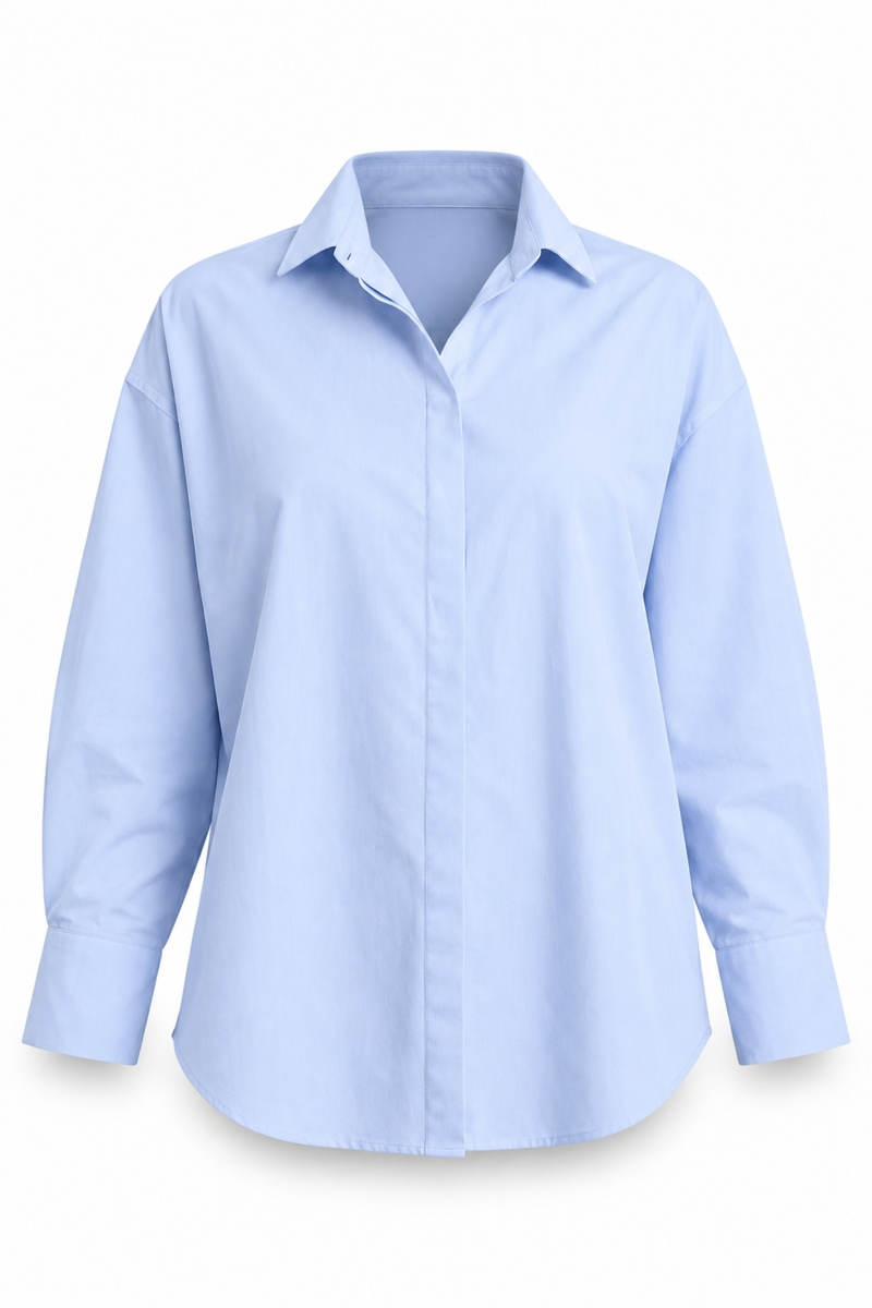 Mavi Oversize Poplin Gömlek 8008