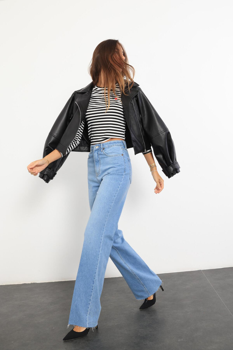 Mavi Yüksek Bel Straight Fit Jean 2141