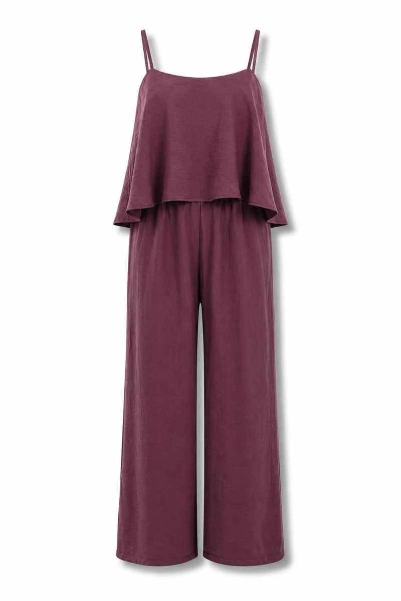 Mürdüm Askılı Bluz Pantolon Takım 1988