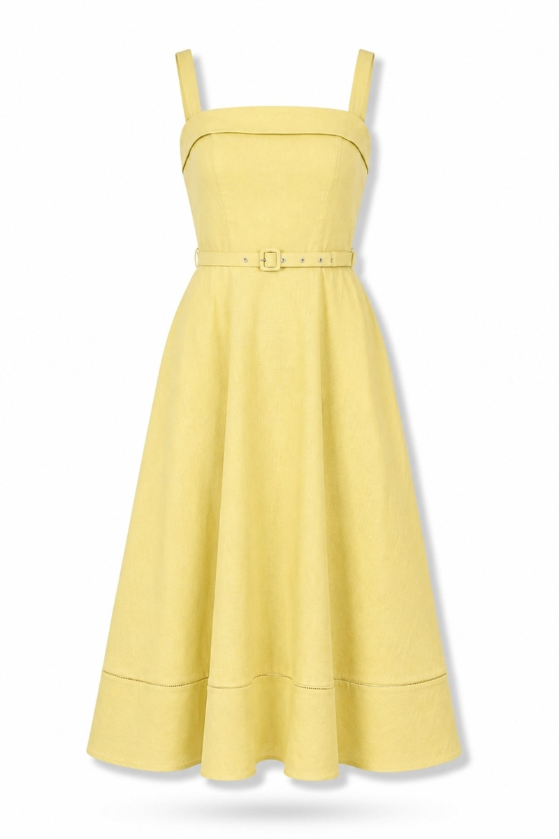 Olive Kemerli Kloş Elbise 2007
