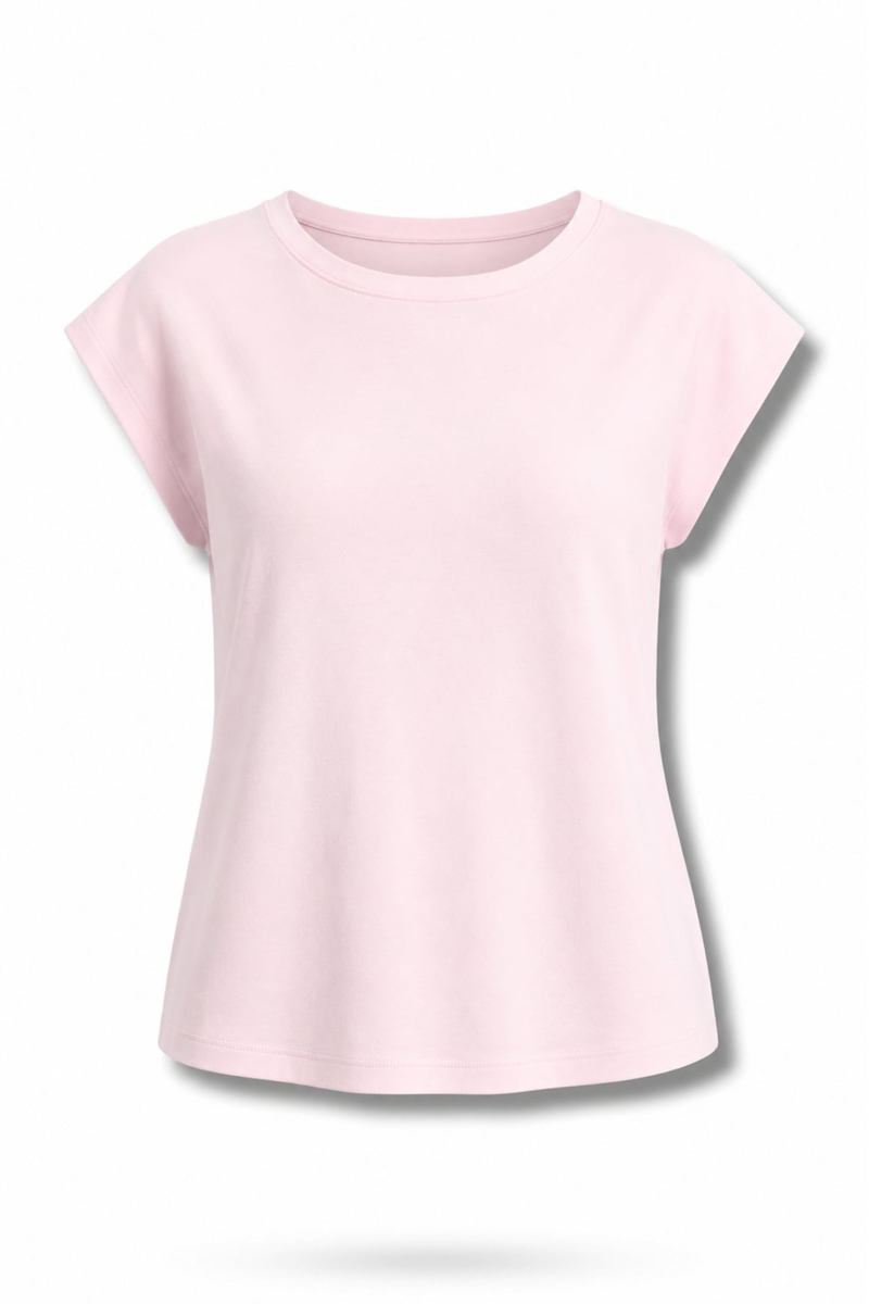 Pembe Bisiklet Yaka Basic Tişört 