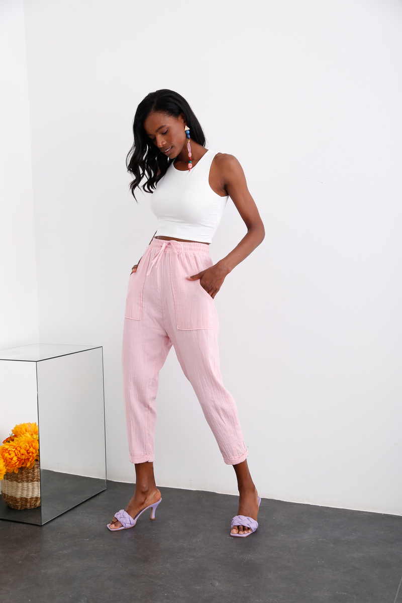 Pembe Duble Paça Pantolon 0307