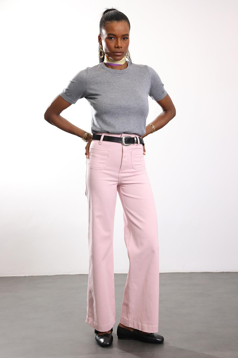 Pembe Yama Cepli Tam Boy Jean 