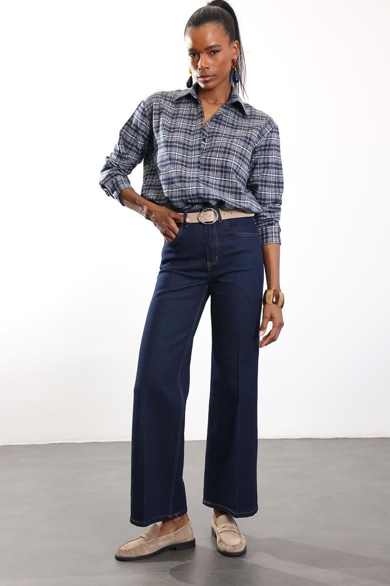 Rins Yıkamalı Yüksek Bel Wide Leg Jean 