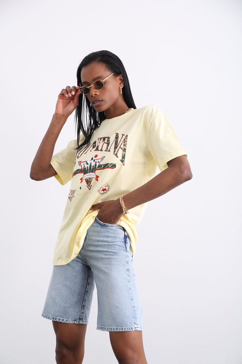 Sarı Montana Baskılı Tshirt 3400